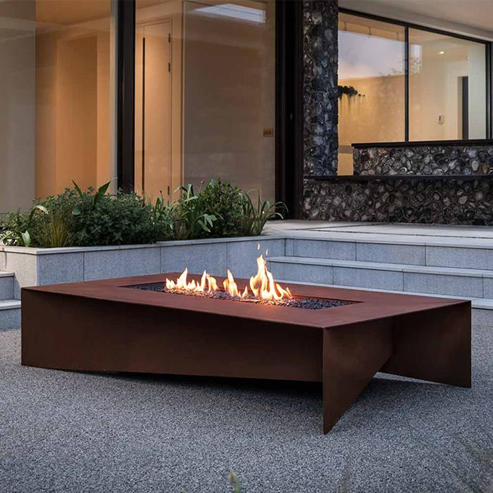 Gaz ile Çalışan Corten Bahçe Şömineleri